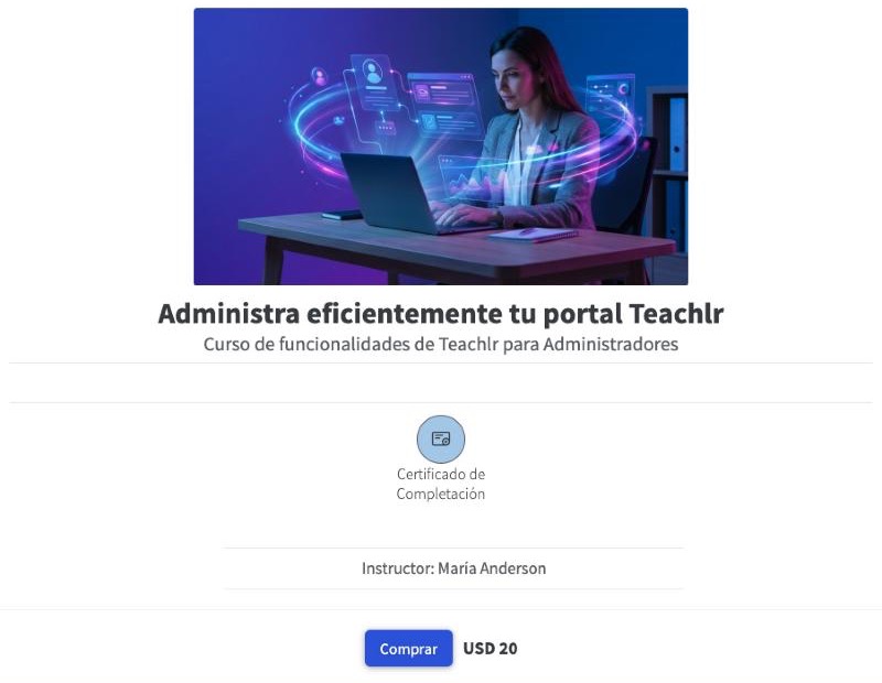 Ficha de un curso de pago con el botón Comprar y el precio